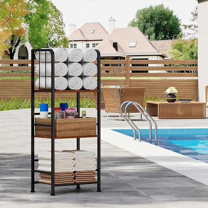 Towel Rack Free Standing 3-Tier M-Shaped Detachable Dividers, Durable Metal - Image 8