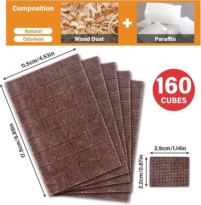 HGD Fire Starter, 160 Mini Square, Natural Fire Starters - Image 2