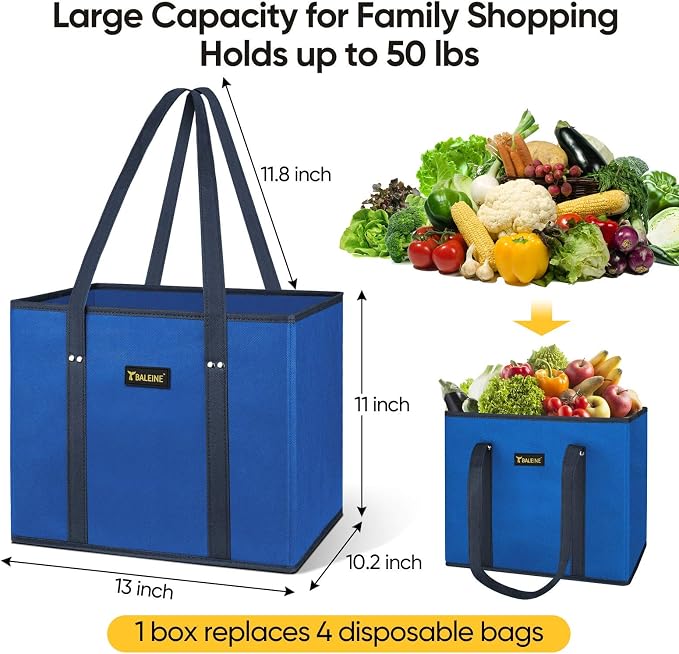 BALEINE 3Pk Reusable Grocery Bags, Foldable Shopping Bags - Image 2