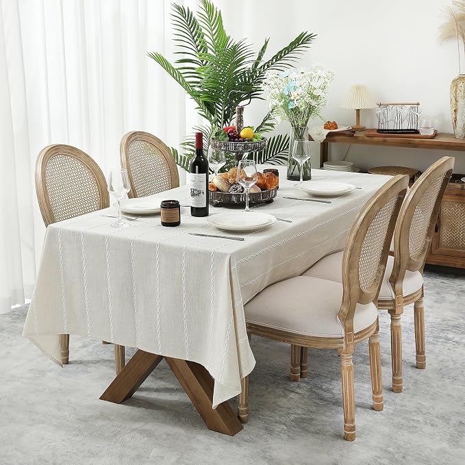 Chassic 60 x 60 inches Farmhouse Style Linen tablecloths, Wrinkle Resistant by Chassic