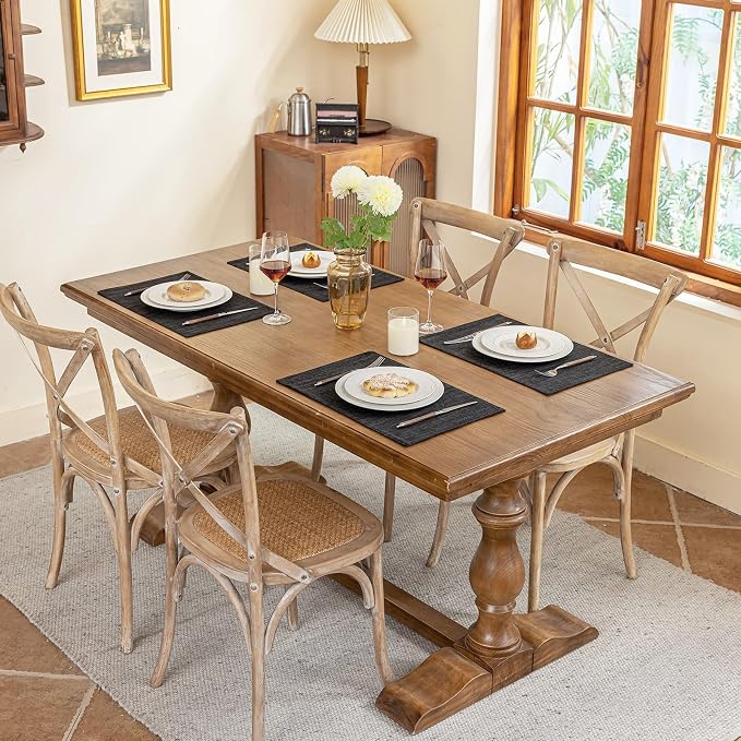Blue Forest Placemats Set of 8, Dual-Layered Thickened Faux Linen Cloth Place - Image 4