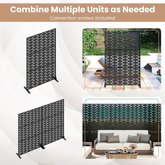 Giantex Metal Privacy Screen 72''H x 48''W, Powder-Coated Decorative Outdoor - Image 6
