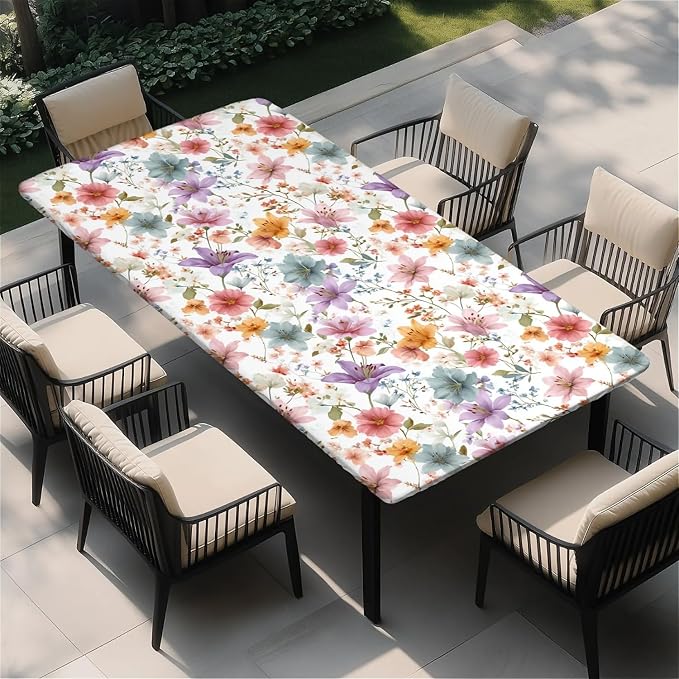 Rectangle Table Cloth Cover Waterproof Elastic Fitted Polyester Fitted by Unknown