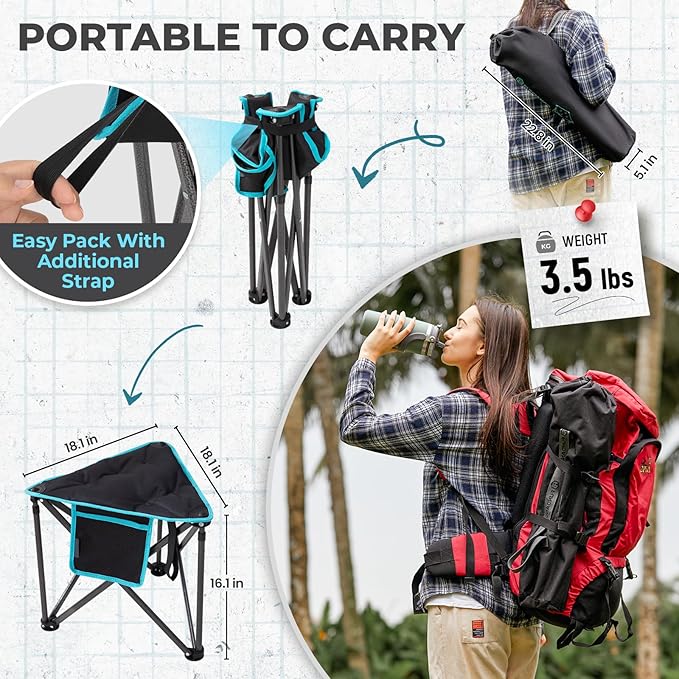 FUNDANGO Folding Tripod Stool, Lightweight Portable Fishing Chair - Image 2