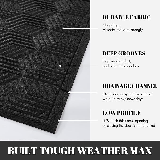 Yimobra Extra Large Door Mat 36x24, All-Season Waterproof Outdoor Mats - Image 3
