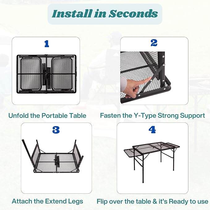 Folding Table w/ Carry Bag, Paper Towel Holder, Garbage Holder, Wing Panels - Image 7