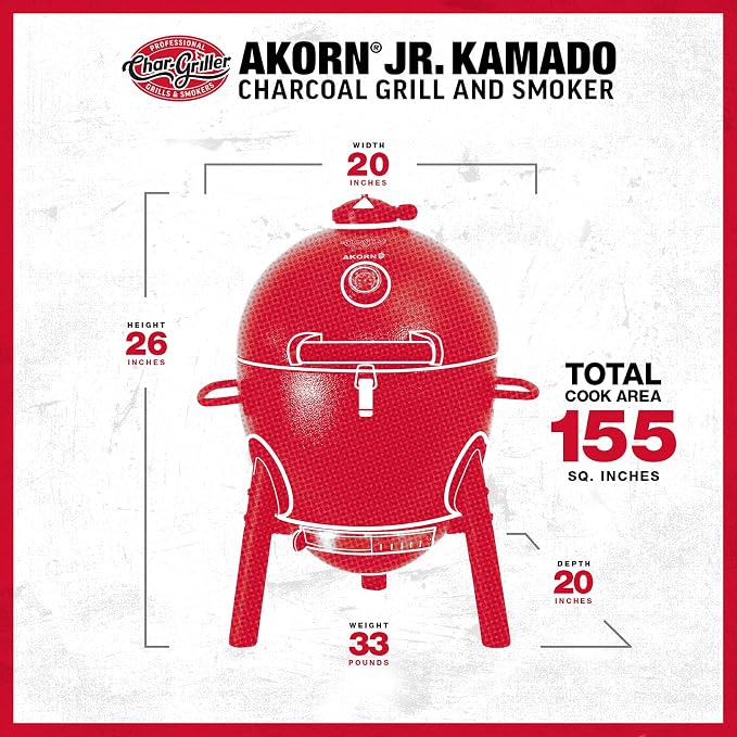Char-Griller® AKORN® Jr. Portable Kamado Charcoal Grill and Smoker - Image 8