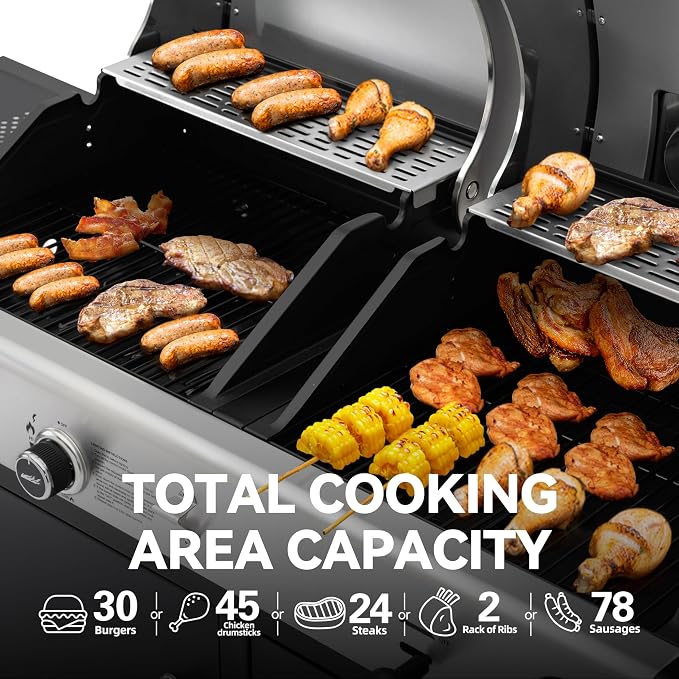 Royal Gourmet ZH3002N Propane Gas and Charcoal Grill Combo, Dual Fuel BBQ Grill - Image 5