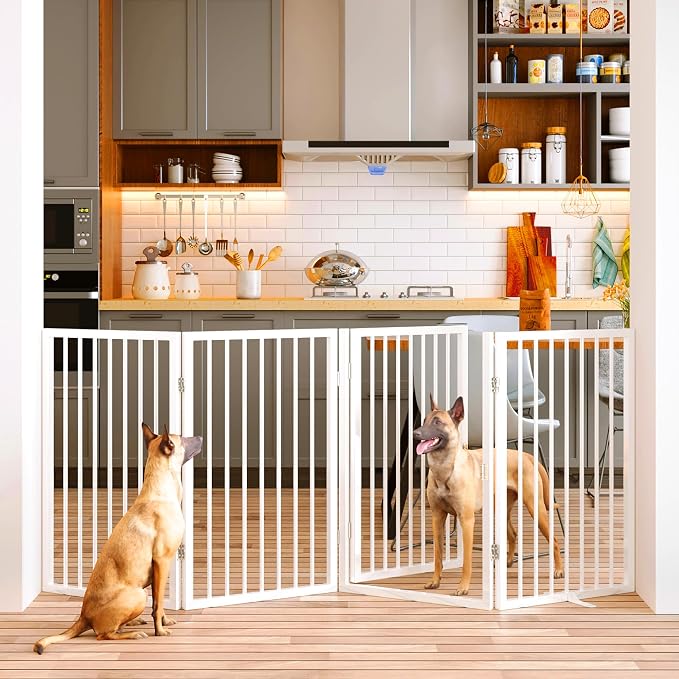Vantas Folding No-Assembly Metal Pet Gate 80" Wide, Freestanding Accordion by Vantas