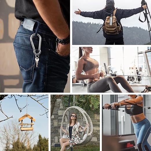 Small Carabiner Clip Hooks, 304 Stainless Steel Spring Snap Hook Fits Camping - Image 4