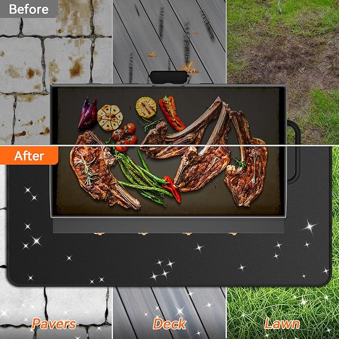 Grill Pad Floor Mat 100x39 Inch Fiberglass Fireproof Reusable