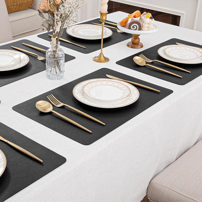 SHACOS Placemats Set of 6 Faux Leather Waterproof Leakproof Wipeable PU - Image 9