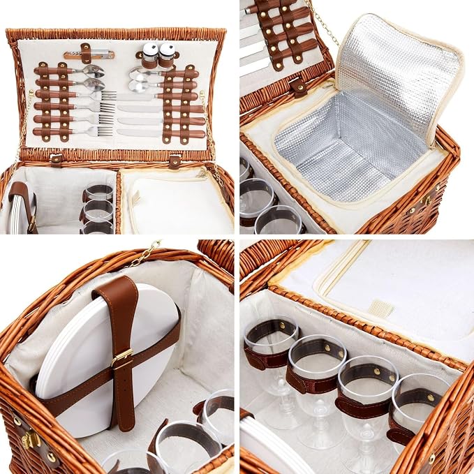 Juvale Picnic Basket for 4 People - Image 8