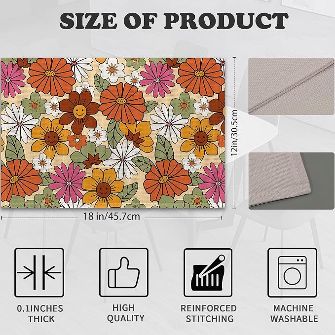Retro 70s Groovy Flowers Placemats - Image 2