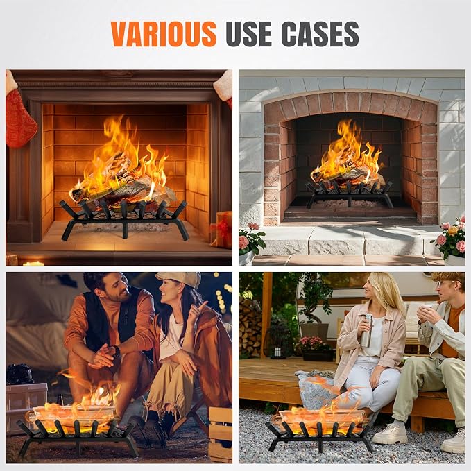 Fireplace Grates with Ember Retainer- 21 Inch Fireplace Log Grate Heavy Duty - Image 8