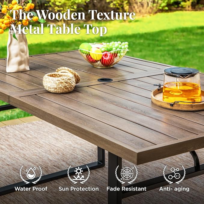 Outdoor Patio Dining Table for 6, Teak Rectangle Patio Table - Image 6