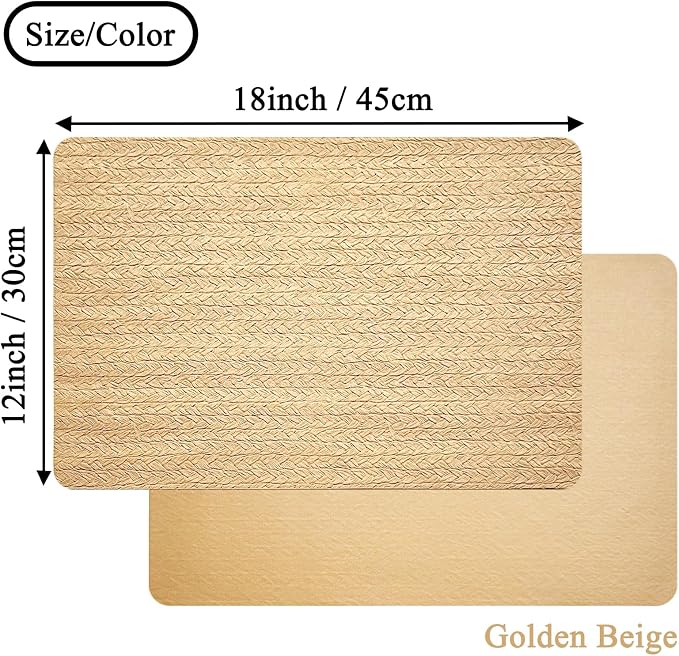 PIGCHCY Waterproof PVC Place Mats Set of 6, Non-Slip Faux Leather Placemats - Image 2