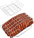 Rib Rack for Smoking – Foldable Extra Long Stainless Steel Rib Holder for 4 by RTT