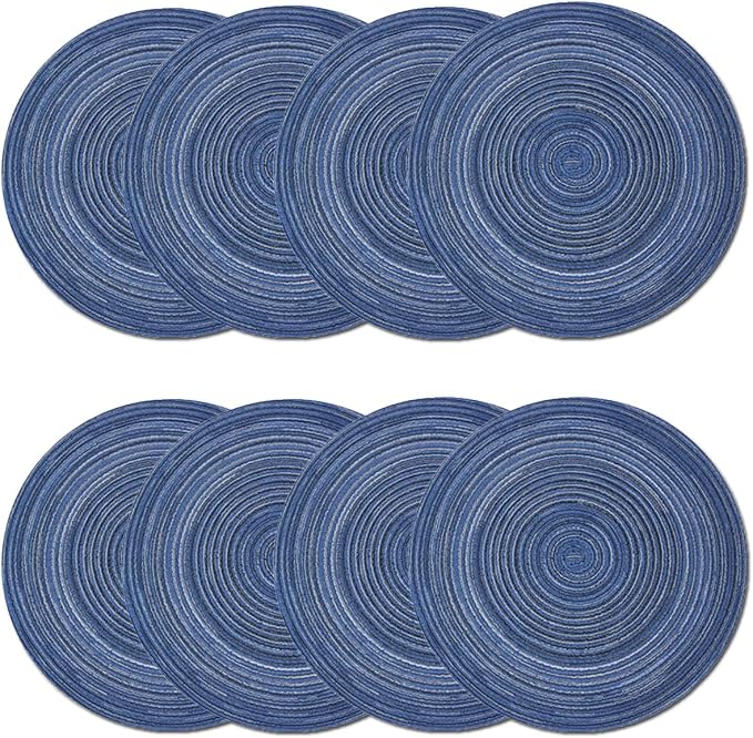 PIGCHCY Round Placemats Set of 8 Round Table Placemats Braided Cotton Place by PIGCHCY