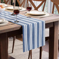 Encasa XO Cotton Dining Table Runner | Franca Blue Stripes | Size 13x72 in by EncasaXO