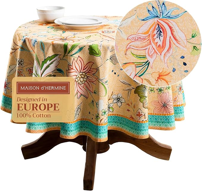 Maison d' Hermine Table Cloth Round Table 100% Cotton 69 Inches Tablecloth by MaisondHermine