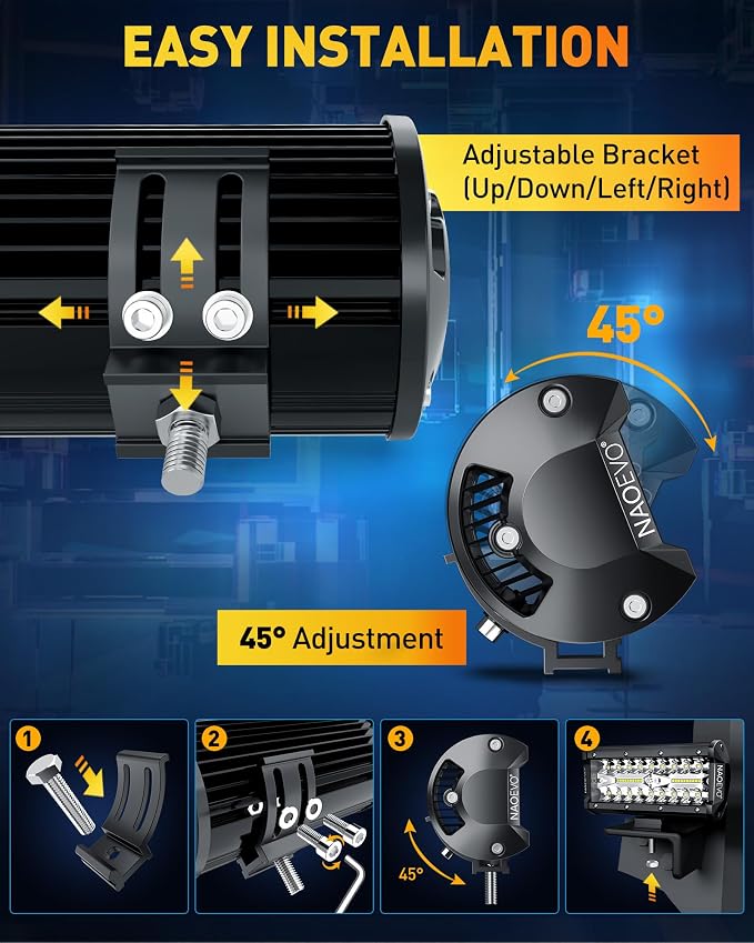NAOEVO 7 Inch LED Light Bar, LED Off Road/Fog Lights, Work - Image 8