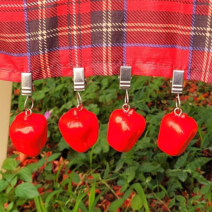 TwoFish Home Set of 4 Red Pimiento Resin Tablecloth Weights Clips Red Pimiento - Image 6