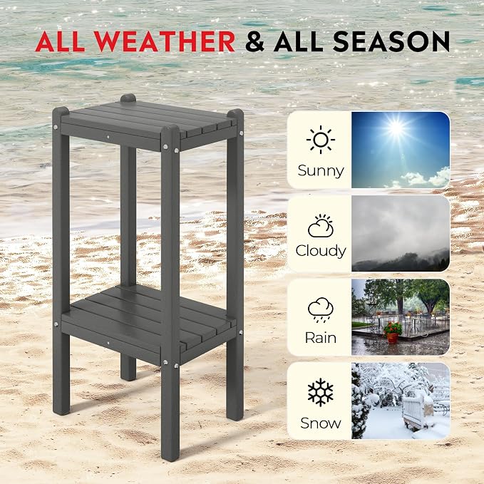 Costaelm Outdoor Side Table, 2-Tier Small Patio Coffee Tables - Image 5