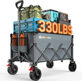 Collapsible Wagon Cart with Wider Wheels, 330lbs Heavy Duty Foldable Beach by Blomoba