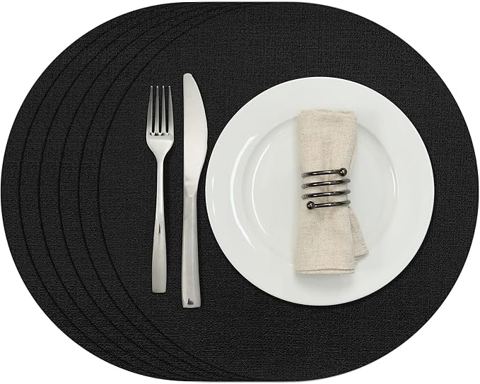 Myir JUN Round Placemats, Dual Sided Faux Leather Place Mats Set of 6 by MyirJUN