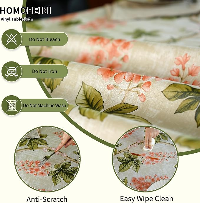 Rectangle Picnic Table Cloth, Elastic Waterproof Fitted Vinyl Tablecloths - Image 3