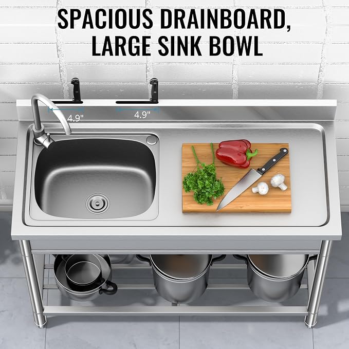Stainless Steel Sink, Free Standing Kitchen Sink - Image 4