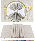 BETEAM Placemats Set of 6, Woven Vinyl Placemat by BETEAM