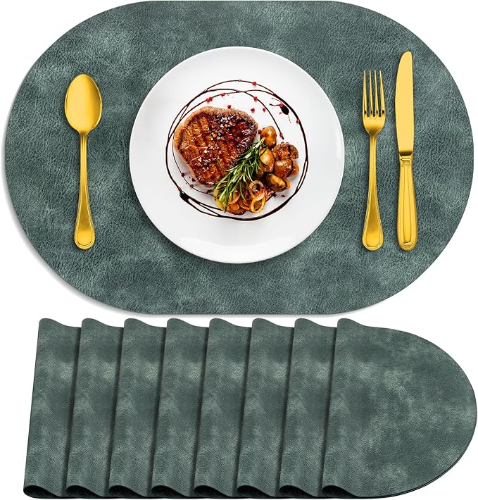 ADRIMER Placemats, Heat Resistant Oval Placemats Set of 8 Washable 12 x 17 Inch by Adrimersdreamistobeanindispensablecompanioninyourlife