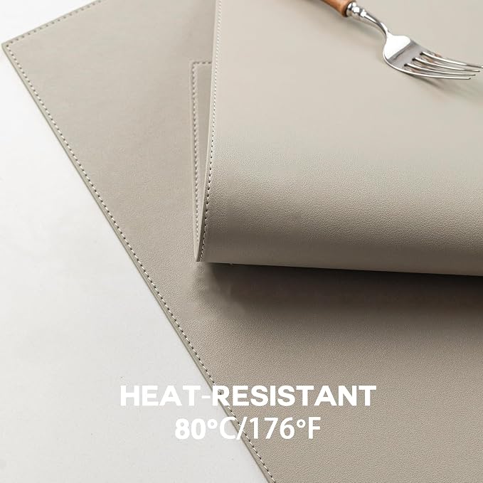 Faux Leather Placemats Set of 12 Vinyl Washable Wipeable Table Mats - Image 4