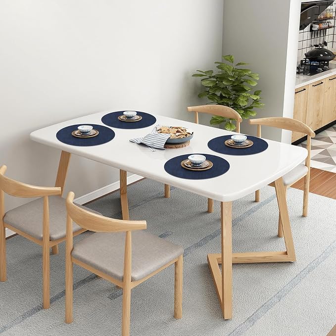 Homaxy Round Faux Leather Placemats and Coasters, Washable Dual-Side Table Mats - Image 8