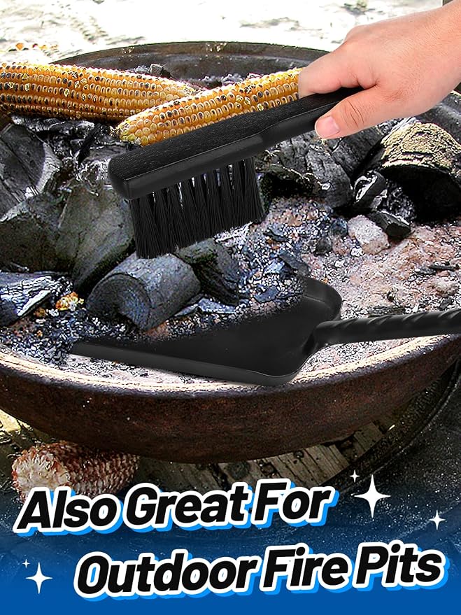 Aulock Heavy-Duty Metal Fireplace Ash Shovel and Brush Set, Upgraded Coal - Image 6