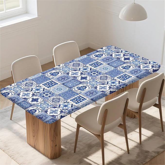 Rectangle Table Cloth Cover Waterproof Elastic Fitted Polyester Fitted - Image 6