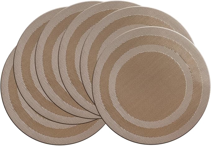 PIGCHCY Round Placemat Set of 6 Heat Resistant Vinyl Washable Kitchen 15 inch by PIGCHCY