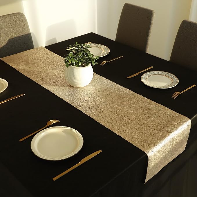 Fave Gold Table Runners 60 Inches Heat Resistant Table Runner Line Shaped Short - Image 4