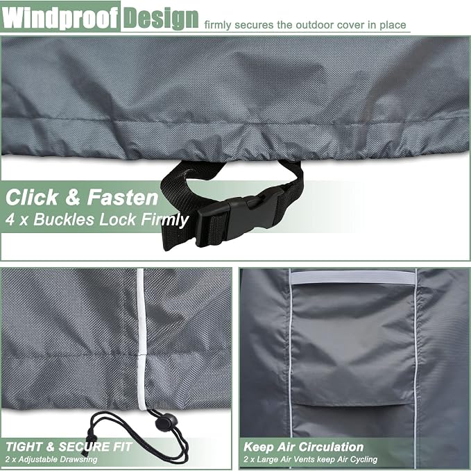 Gasadar Round Patio Furniture Cover, Waterproof Outdoor Furniture Covers - Image 5