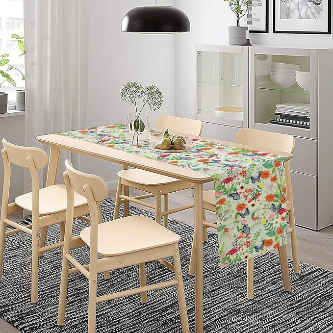 Butterfly Table Runner, Colorful Wildflower Butterfly Spring Table Runner - Image 2