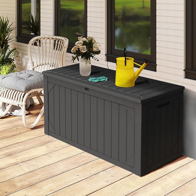 100 Gallon Outdoor Storage Box Waterproof, Lockable Resin Deck Box Patio - Image 8