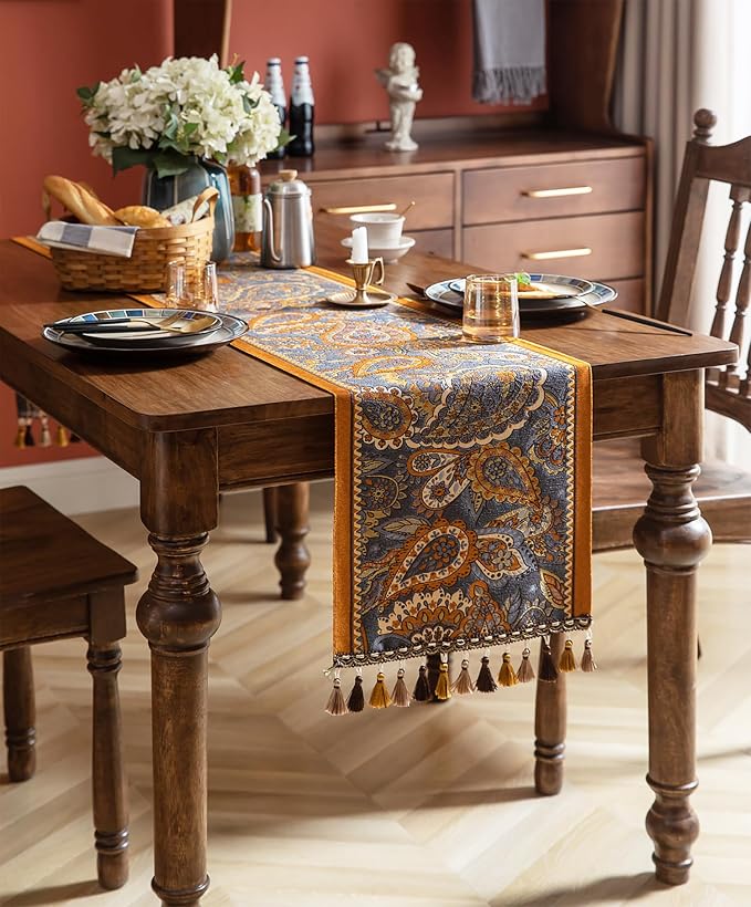 13×72 Inch Table Runner, Retro-Luxury Tassels Series - Image 2