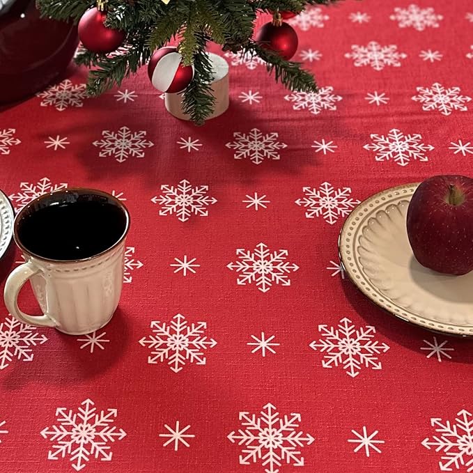 Christmas Red Tablecloth, Rectangle Table Cloh - Image 5