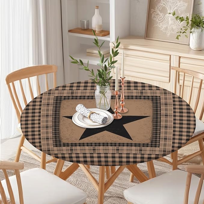 Western Texas Star Round Fitted Tablecloth - Image 3