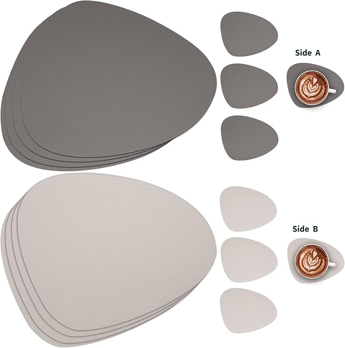 Myir JUN Placemats, Dual-Sided Placemats Waterproof Faux Leather Placemats Set - Image 2