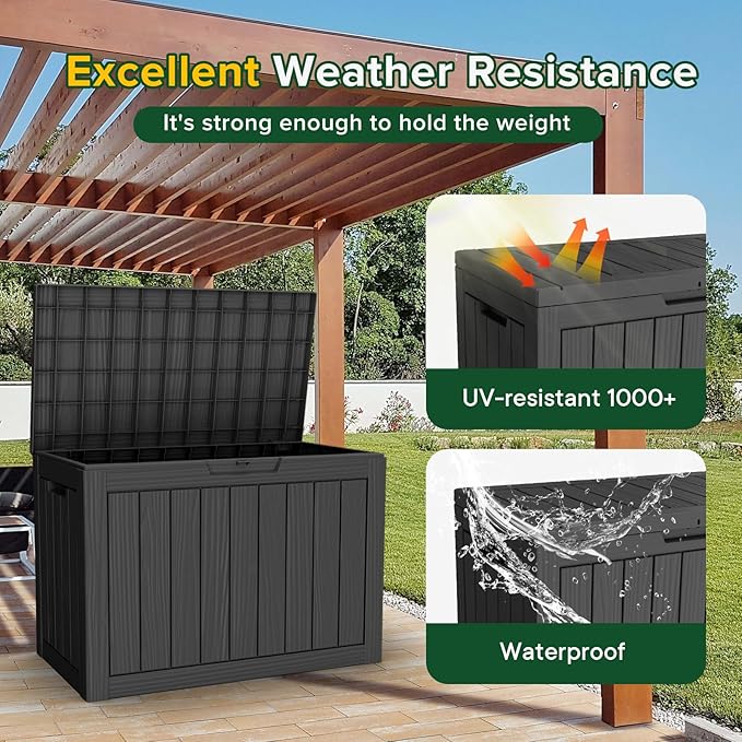 45 Gallon Resin Deck Box, Waterproof Outdoor Storage Box - Image 4