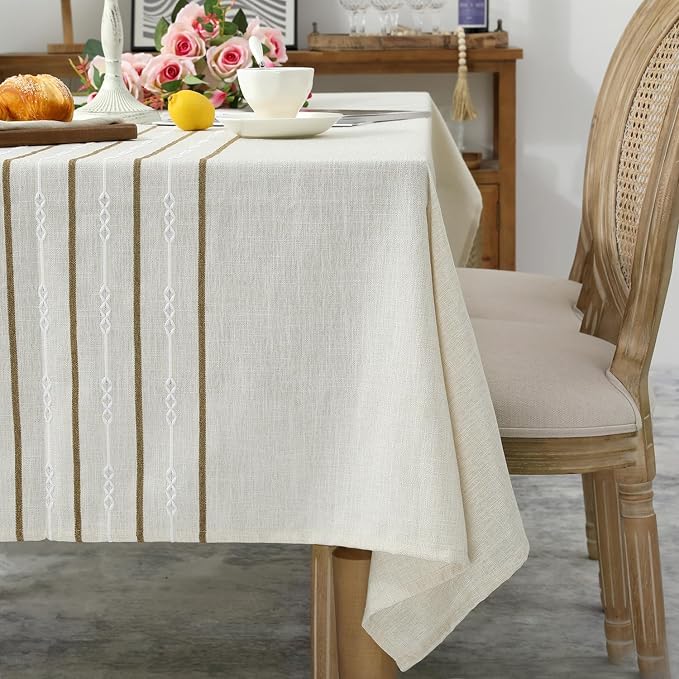 Chassic 60 x 60 inches Farmhouse Style Linen tablecloths, Wrinkle Resistant - Image 5