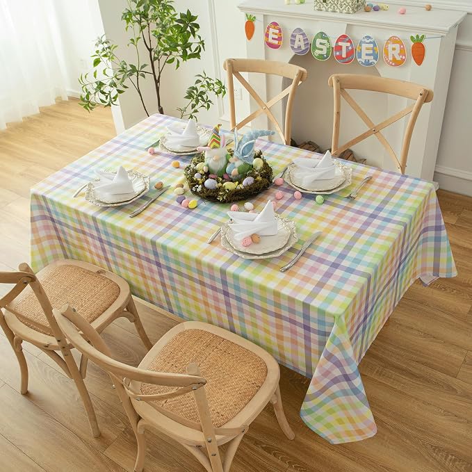 Easter Sunday Spring Plaid Tablecloth - Image 8
